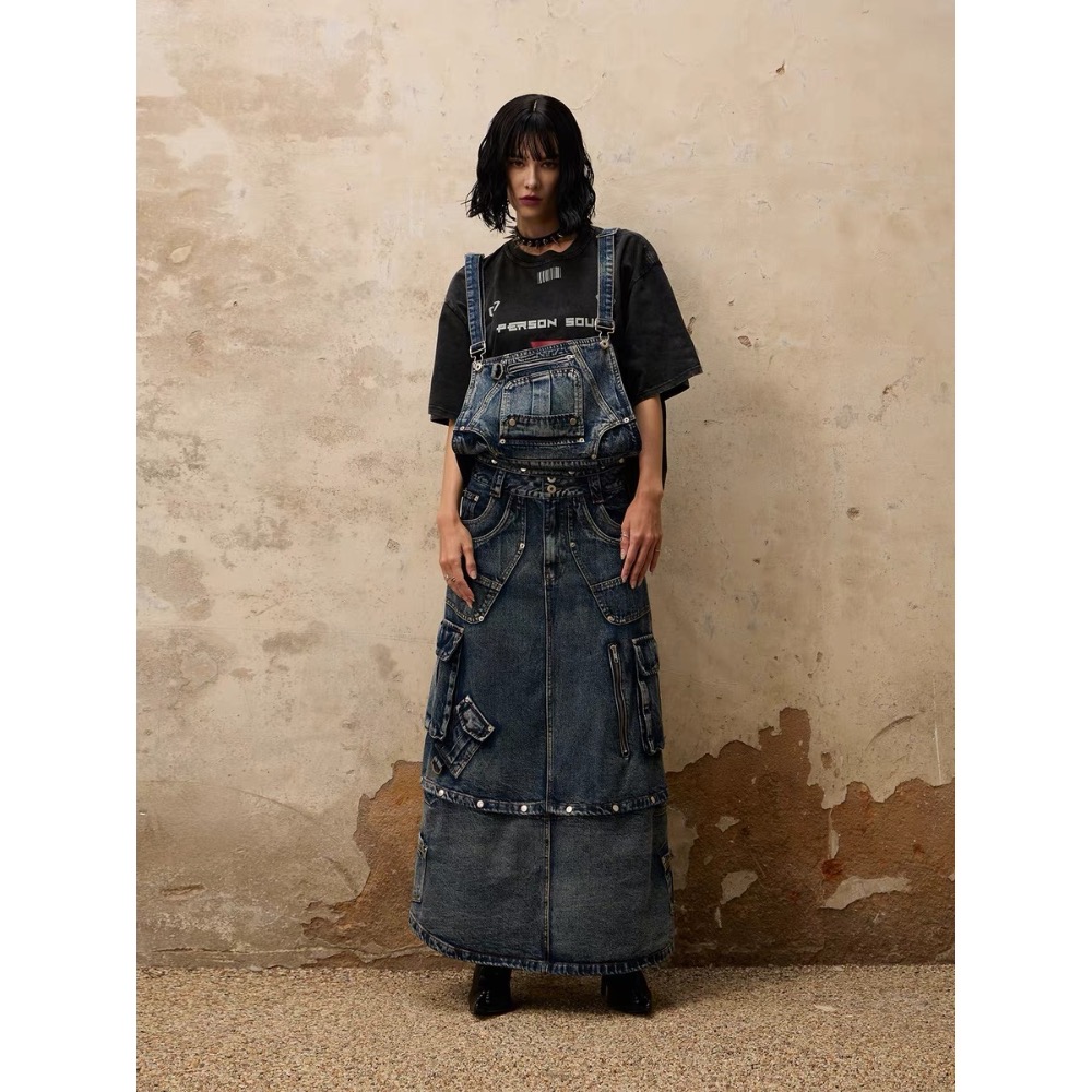 𝟒𝟐 𝐒𝐇𝐎𝐏 𝐬𝐭𝐮𝐝𝐢𝐨 | 獨家三合一可拆卸结構牛仔背帶半身裙-細節圖9