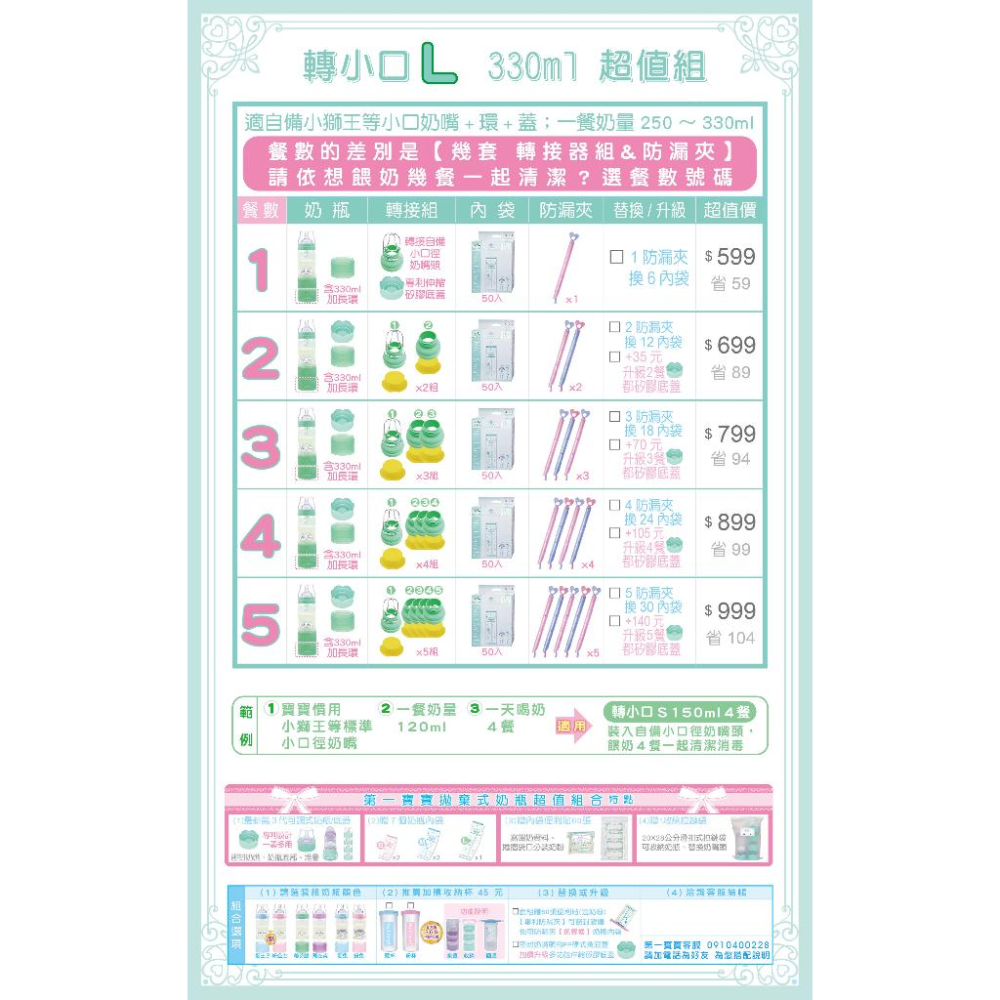 FB第一寶寶拋棄式奶瓶👍台北市現貨【轉小口L組 330ml 12345餐】可調式奶瓶+加長環+奶袋+標準口徑轉接器防漏夾-細節圖4