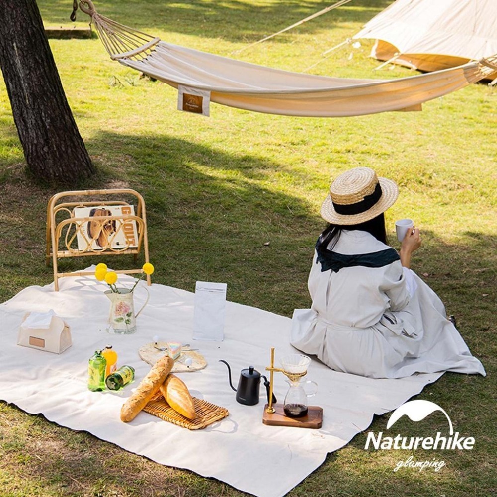 台灣現貨 NH挪客 Naturehike ✨ 簡約復古素面帆布野餐墊 白色 棕色-細節圖2