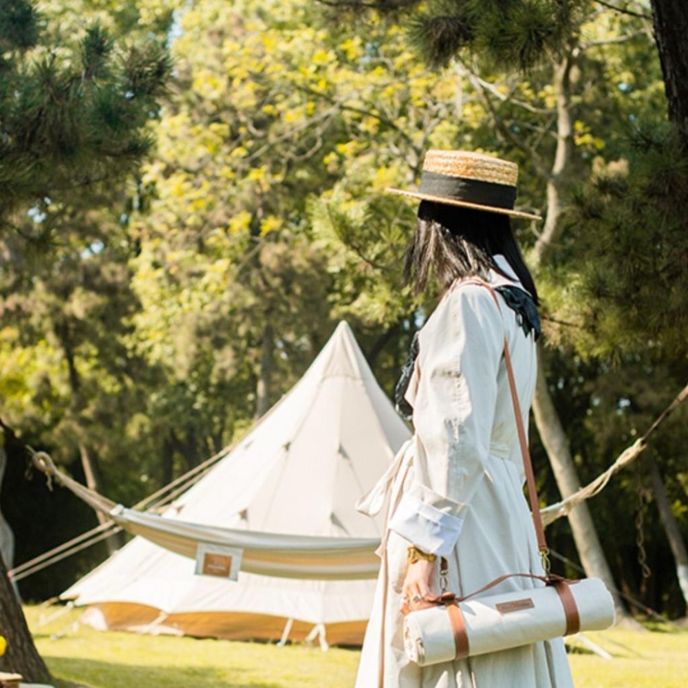 台灣現貨 NH挪客 Naturehike ✨ 簡約復古素面帆布野餐墊 白色 棕色-細節圖6