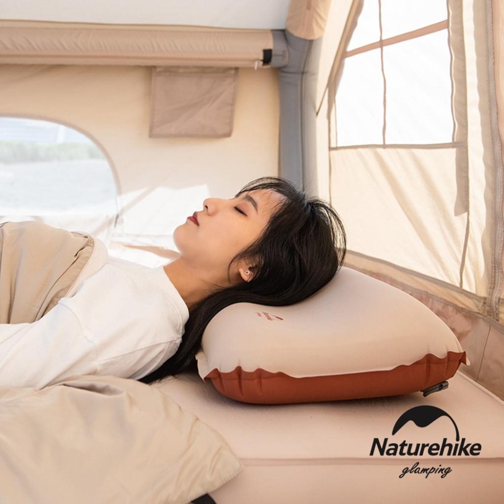 台灣現貨 NH挪客 Naturehike 3D舒適✨海綿自動充氣枕 杏黃色-細節圖2