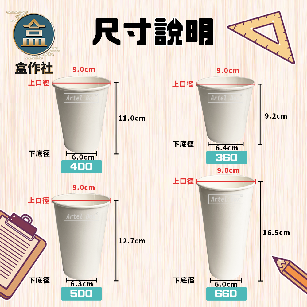 【盒作社】90口徑空白紙杯系列(冷熱共用)🥤#台灣製造/紙杯/外帶容器/飲料容器/環保紙杯/提袋/杯架/免洗餐具-細節圖3