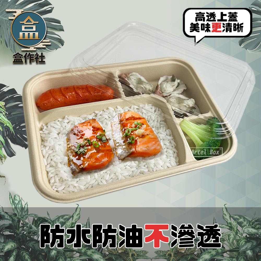 【盒作社】植物纖維四格餐盒🌾(1件50組)可微波餐盒/外帶餐盒/一次性餐盒/免洗餐具/環保餐盒/健康餐盒/多格餐盒-細節圖2