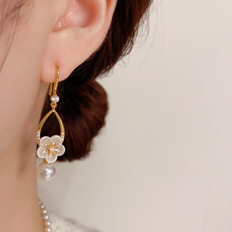 【茉美飾】花朵珍珠耳鉤-細節圖2