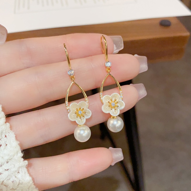 【茉美飾】花朵珍珠耳鉤-細節圖3