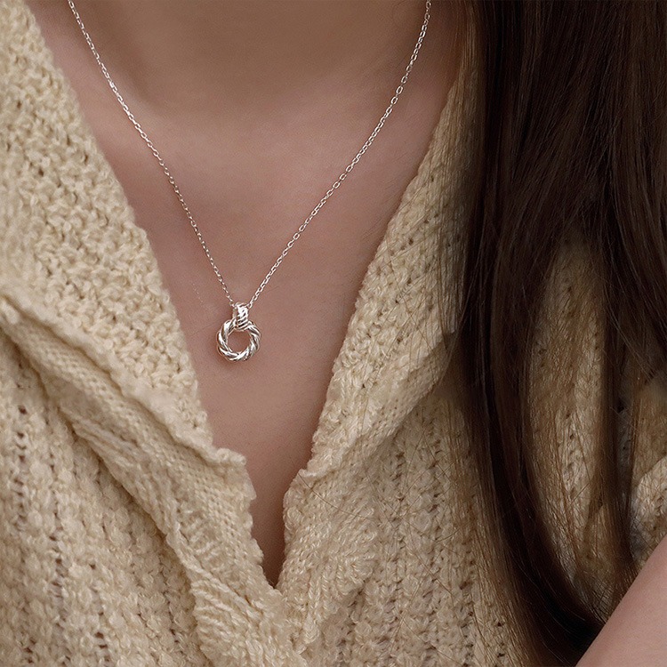 【茉美飾】麻花全純銀925項鍊-細節圖2