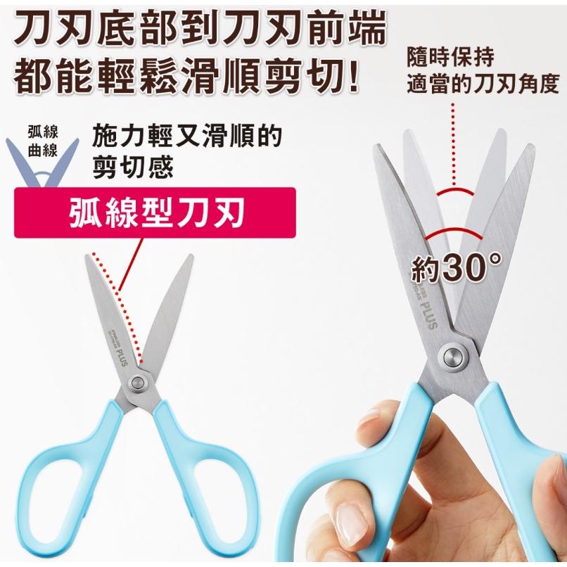 PLUS SC-175S-AB 抗菌型弧線剪刀 ( 藍 ) ( 左手剪 ) 普樂士 35-738 抗菌型 弧線 剪刀-細節圖3