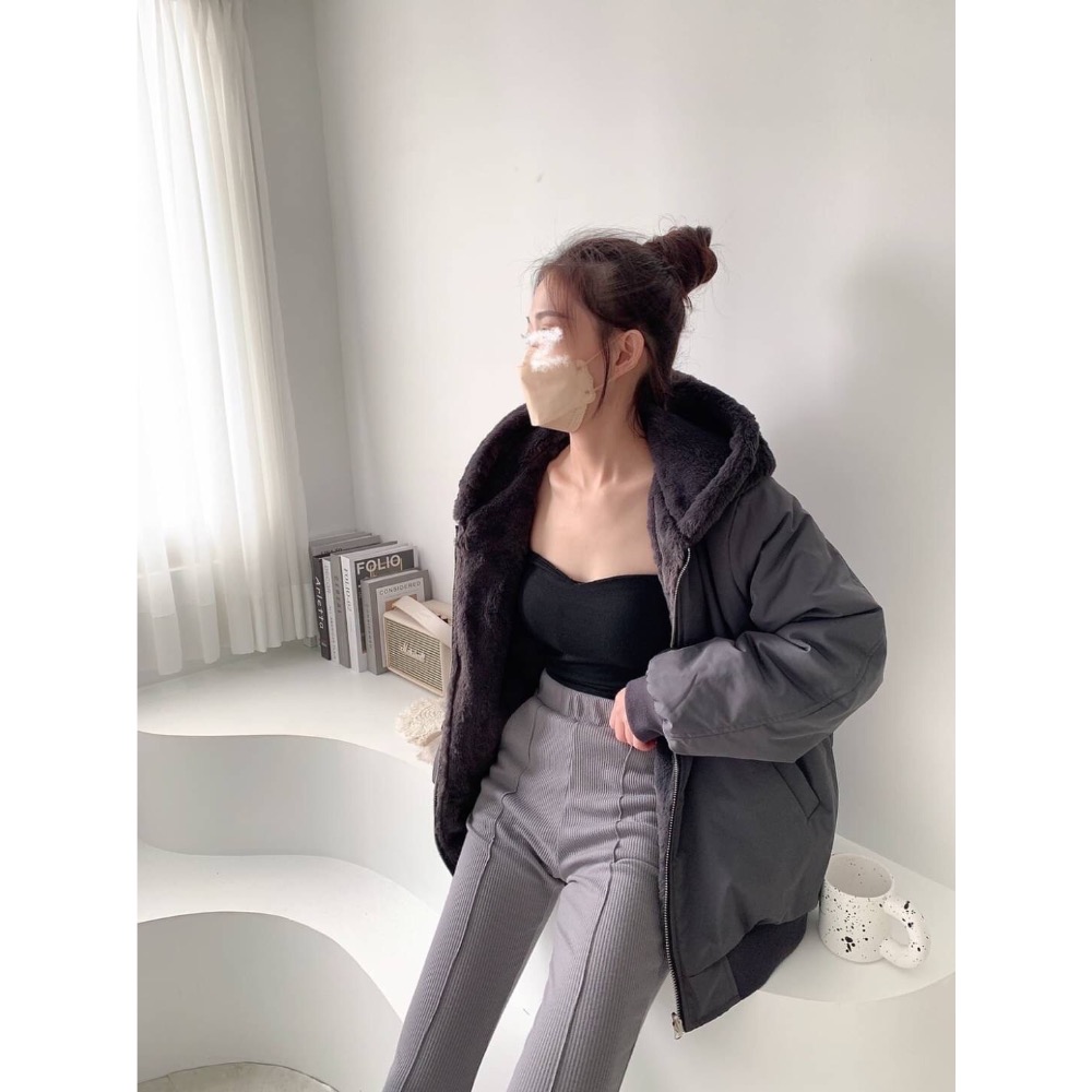  水貂絨雙面防風外套-細節圖6