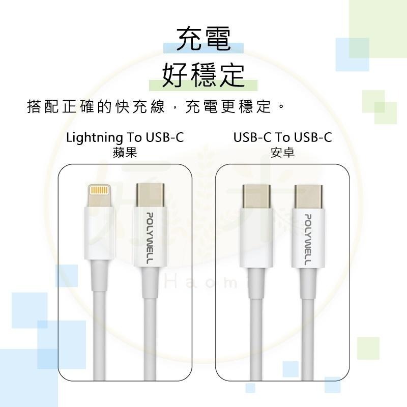 Polywell 1C充電頭 20W充電頭 typec 快充頭 快速充電器 R3E498 好米-細節圖9