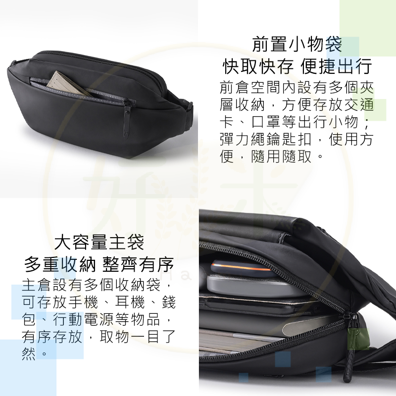 米家運動休閒包 小米運動胸包 小米休閒胸包 背包 胸包 多功能運動休閒包-細節圖5