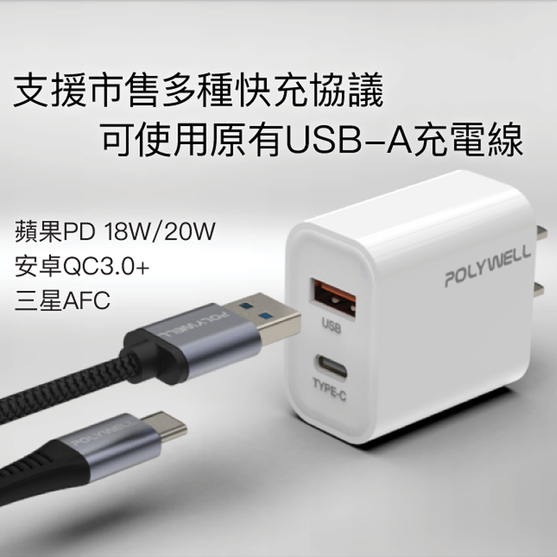 PD雙孔快充組 20W 充電頭+充電線 適用蘋果iPhone 安卓 QC3.0-細節圖4