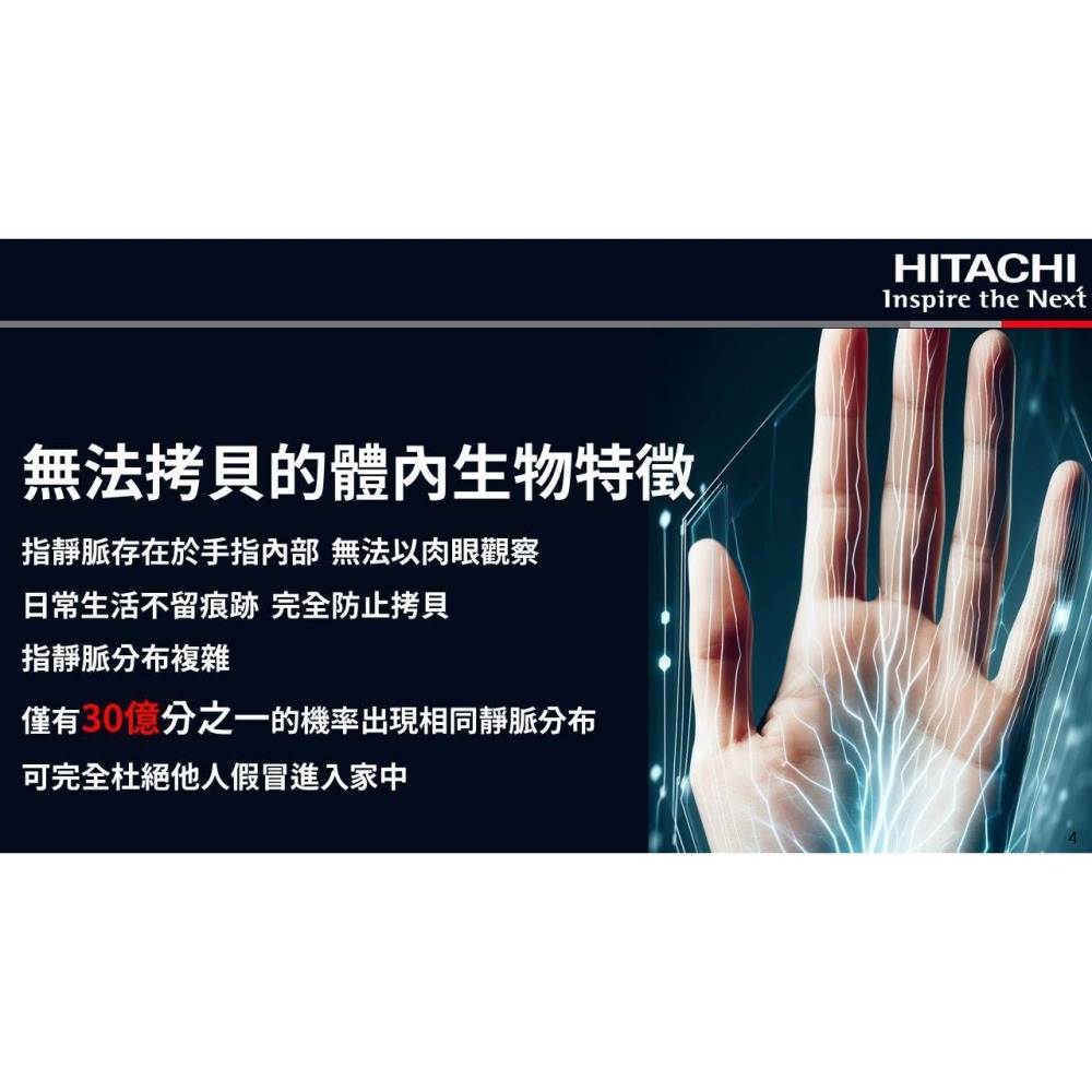 日立指靜脈電子鎖  (含基本安裝+送$5980蓄電式LED鋼琴檯燈)-細節圖4