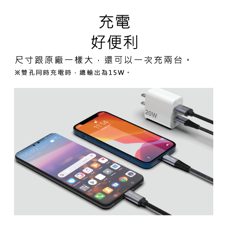 【限時購】PD雙孔快充組 20W 充電頭+充電線-細節圖7