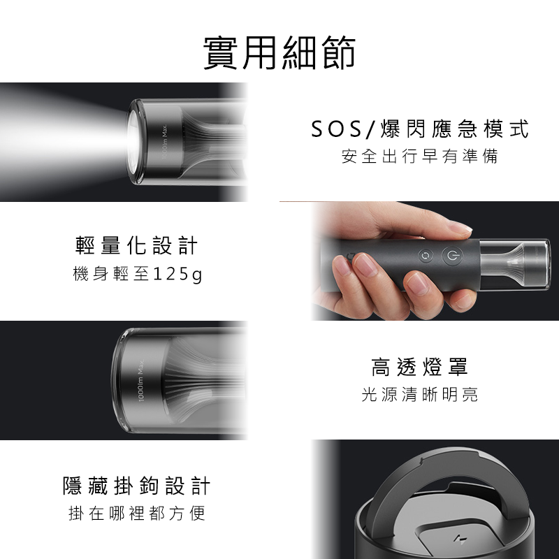 米家多功能便攜手電筒 米家多功能手電筒 米家手電筒 SOS 露營 手電筒 好米-細節圖9