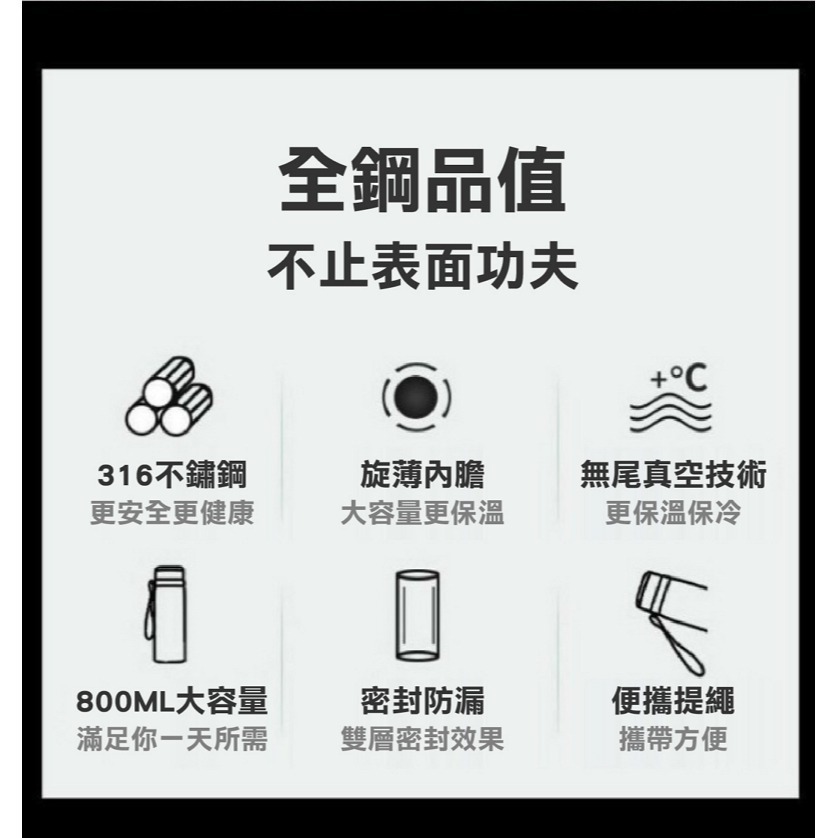 【限時購】316大容量保溫杯 1000ML 星曜杯保溫瓶-6入組(平均一支149)可選色門市激勵案-細節圖4