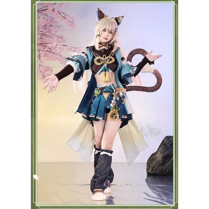 RM 預購 原神 綺良良 女裝 貓耳 尾巴 遊戲 動漫 服裝 COSPLAY-細節圖4