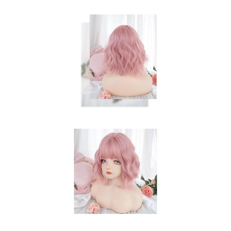 RM 預購+現貨 日系 粉色 短髮 微捲 絲戴拉 日常 漸變 假髮-細節圖6