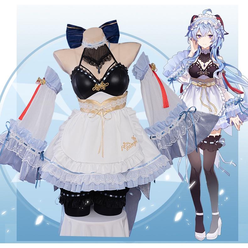 RM 預購 原神 甘雨 同人 女僕裝 王小美 椰羊 黑絲 日系 cosplay-細節圖2