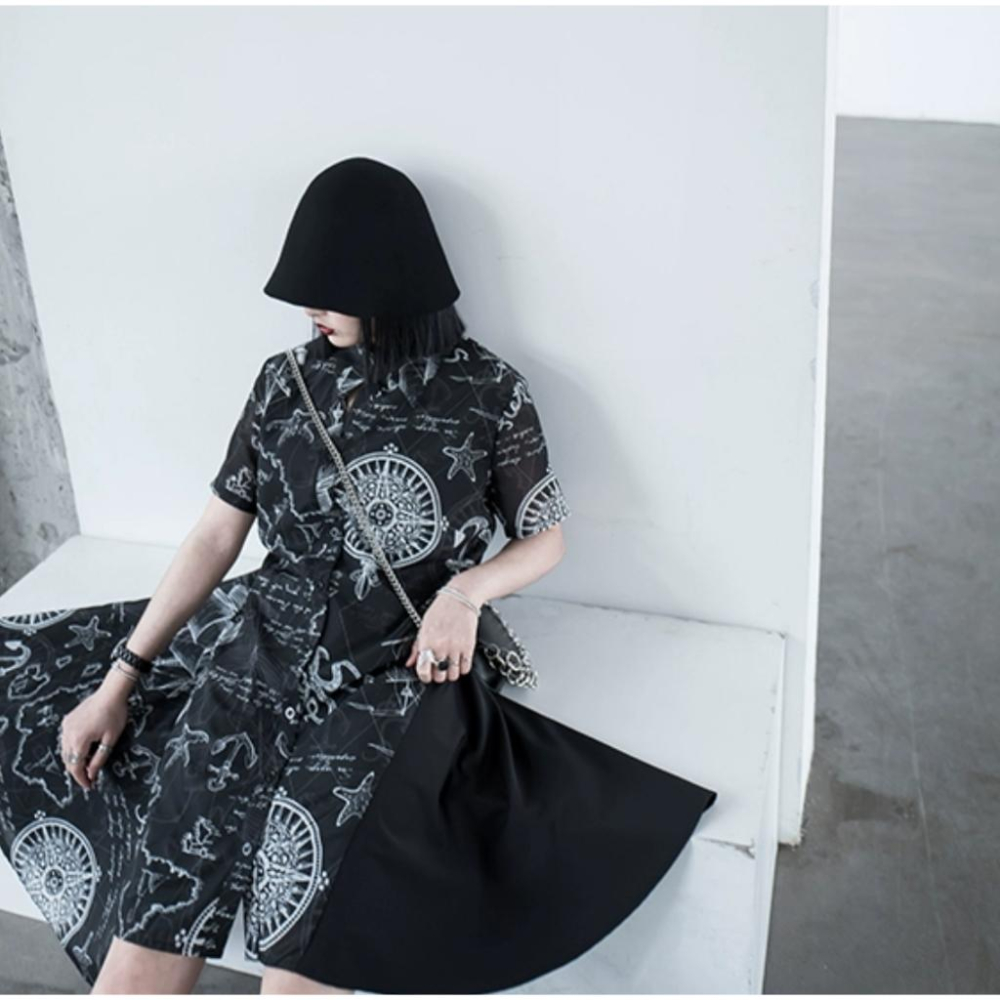 RM 預購 原創 不規則 連衣裙 春夏季 山本風 襯衫 黑暗系 裙子 日常-細節圖9