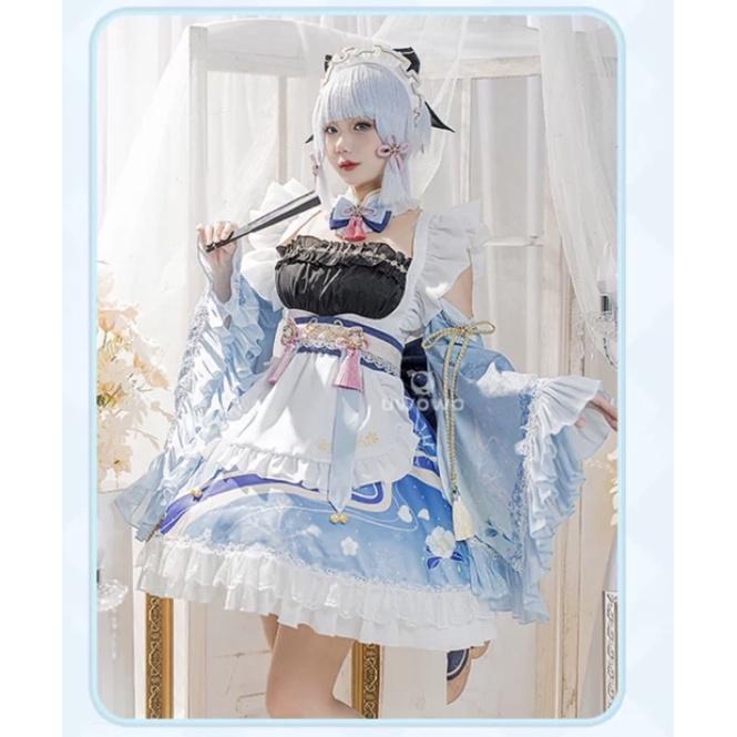 RM 預購 原神 手遊 神里綾華 同人 女僕裝 凌華 連衣裙 cosplay-細節圖2