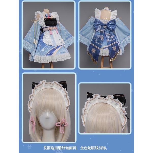 RM 預購 原神 手遊 神里綾華 同人 女僕裝 凌華 連衣裙 cosplay-細節圖5