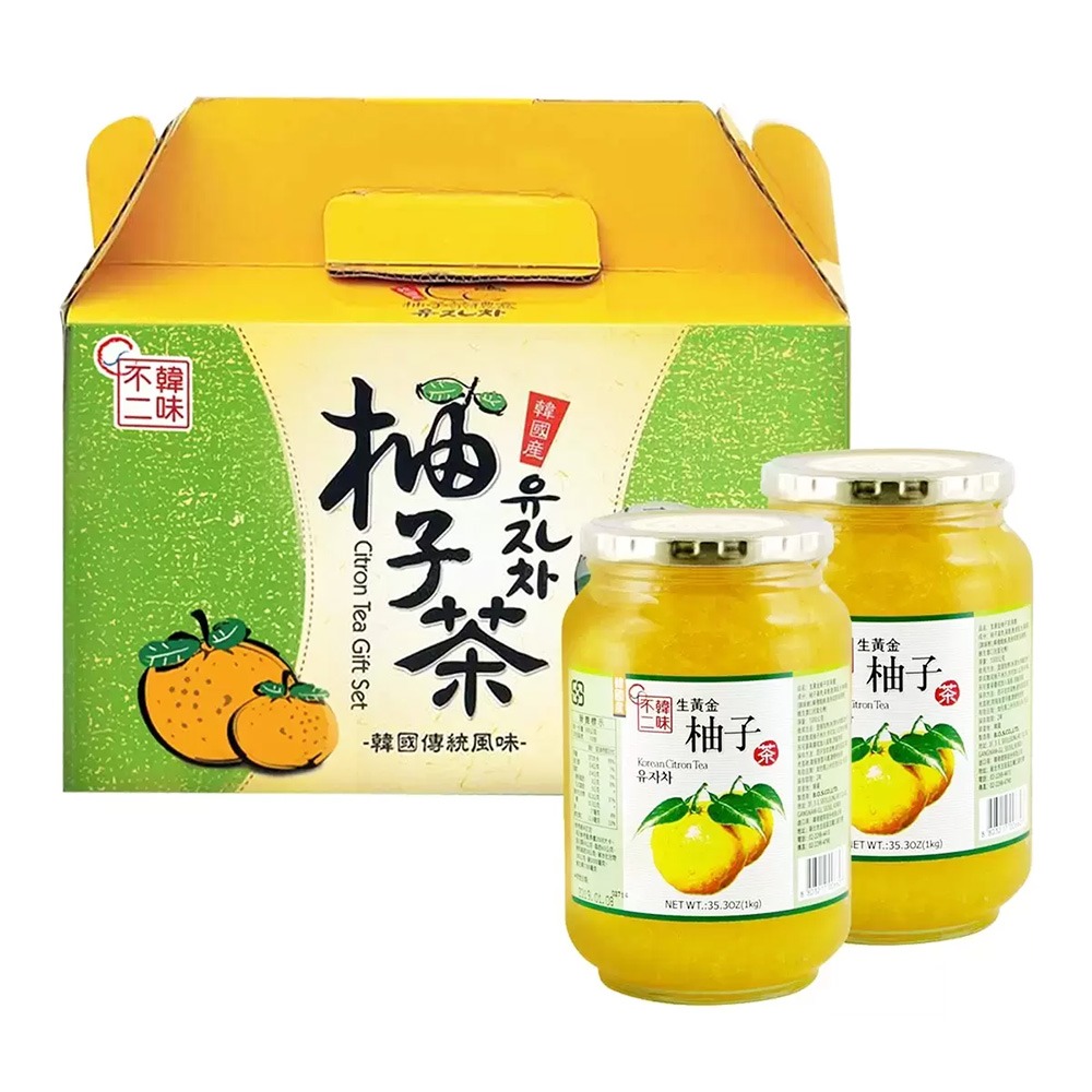 【美式賣場】韓味不二柚子茶飲組 提盒包裝(1公斤 X 2入)-細節圖7
