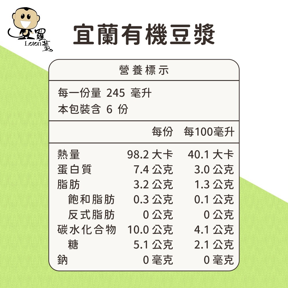 【羅東鎮農會】羅董宜蘭有機豆漿(245mlx6瓶/盒 提盒裝)-細節圖3