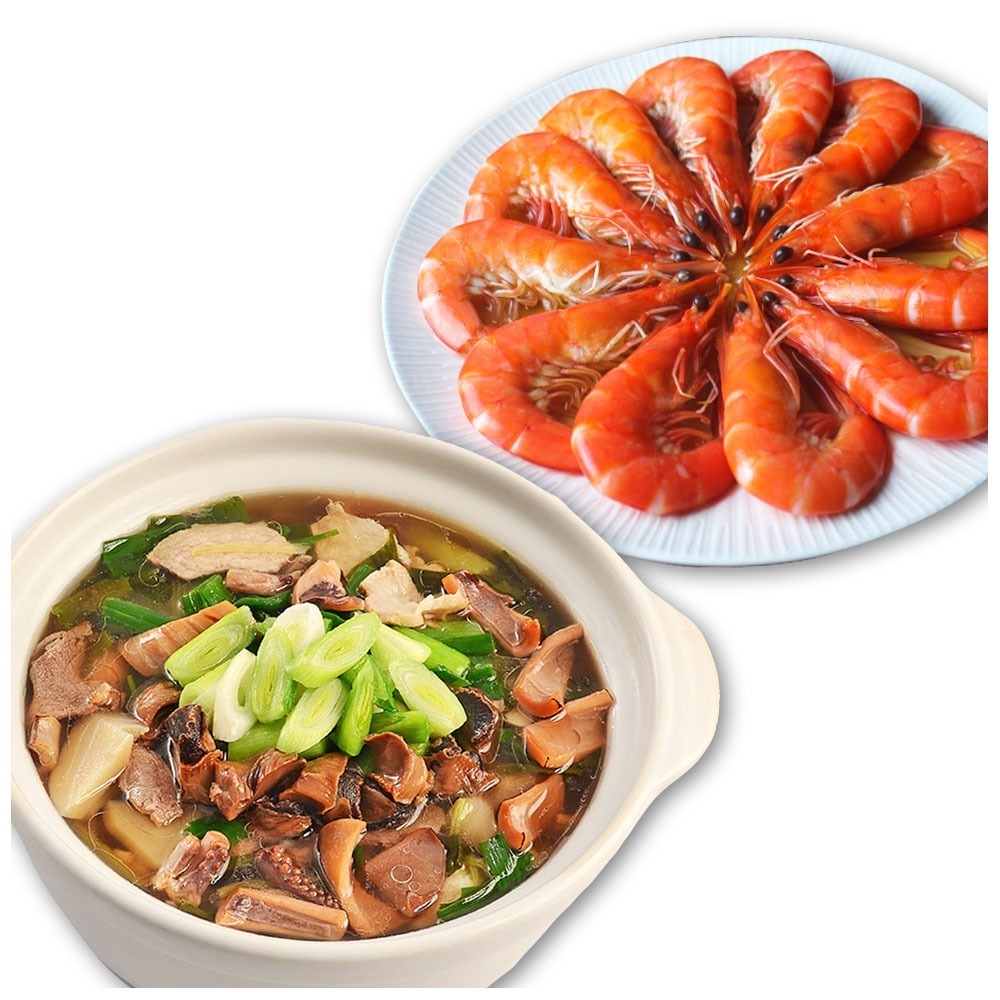 【呷七碗x蝦覓世界】富貴吉祥D二件組3-4人份(台式魷魚螺肉蒜+紹興醉蝦)-細節圖2