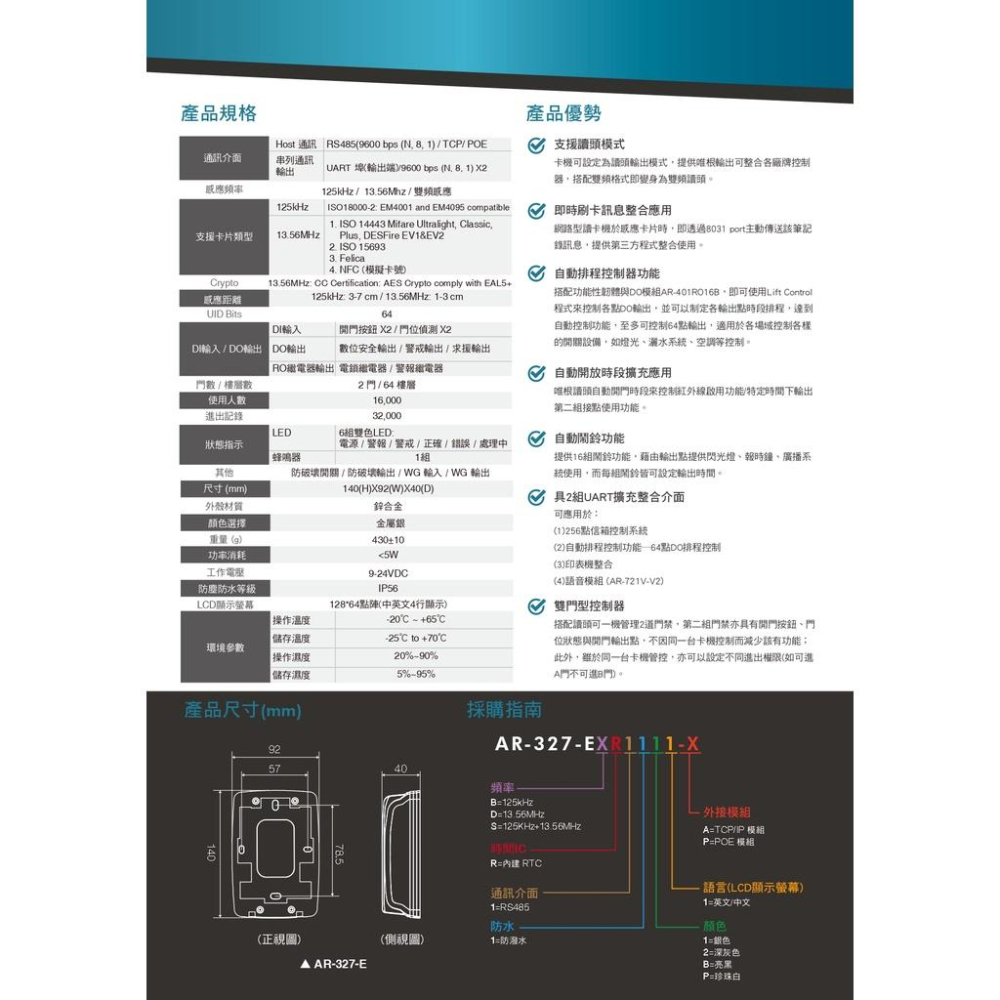 (門禁家) 含稅 SOYAL AR-327-E (內建TCP/IP) 液晶顯示門禁控制器 門禁讀卡機  AR-727-細節圖4