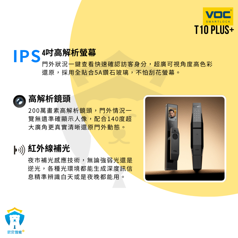 【VOC】電子鎖 T10Plus+ 3D人臉辨識 指紋 密碼 卡片 鑰匙 電子貓眼 Wifi遠端 推拉式門把手-細節圖4