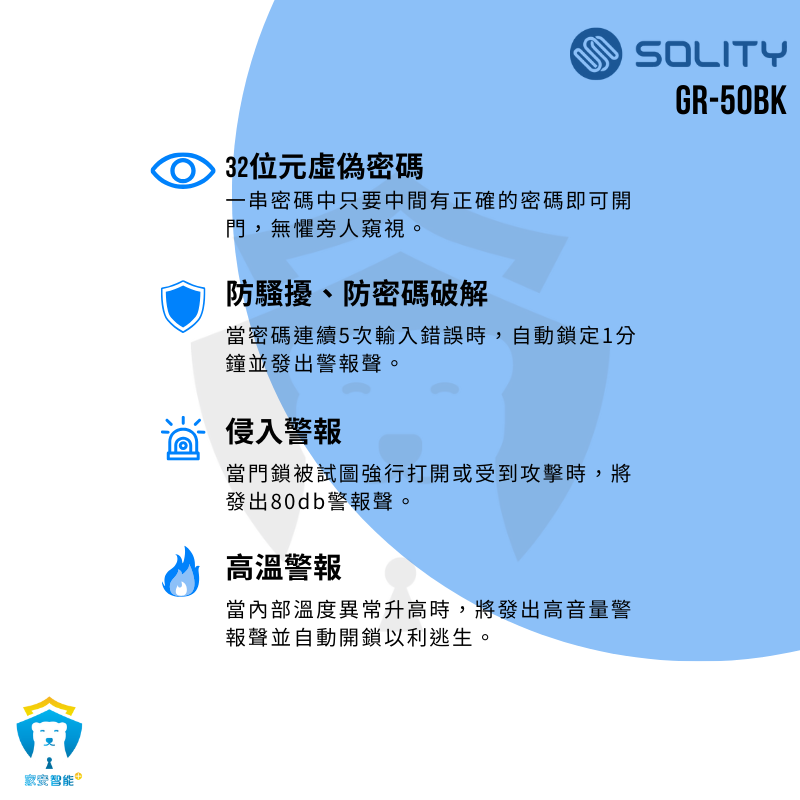 【SOLITY】電子鎖 GR-50BK 指紋 密碼 卡片 鑰匙 無門把手 輔助型-細節圖3