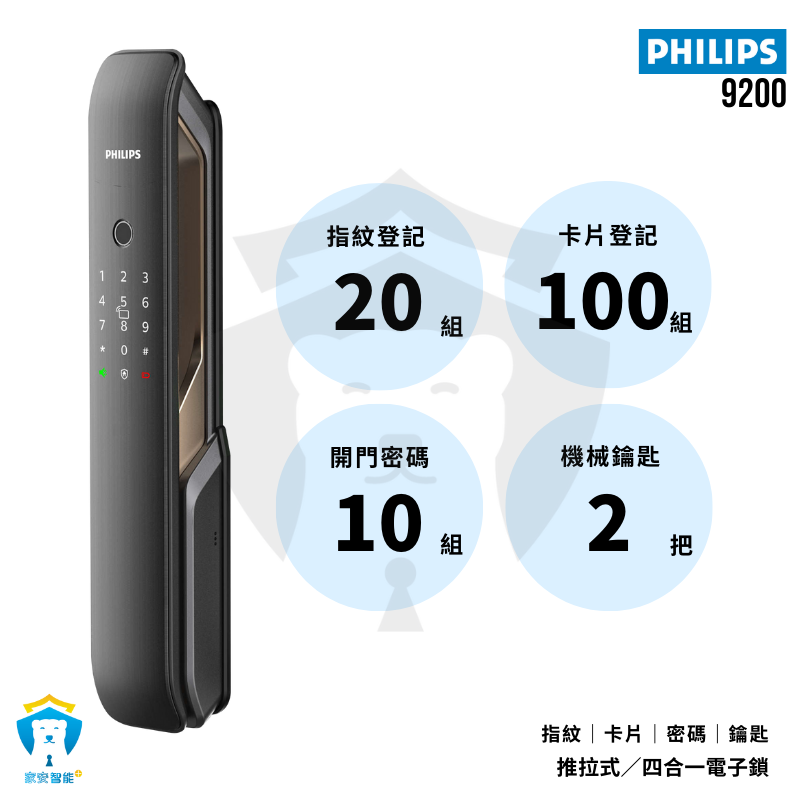 【飛利浦PHILIPS】電子鎖 9200 指紋 卡片 密碼 鑰匙 推拉式門把手-細節圖5