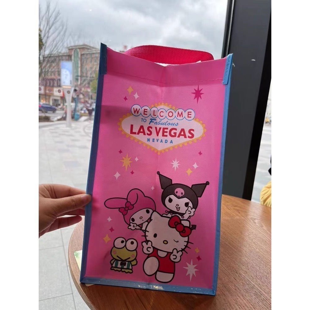 🌸粉色/藍色可愛kitty凱蒂貓防水加厚環保購物袋 kitty  凱蒂貓 環保袋 購物袋 防水-細節圖5