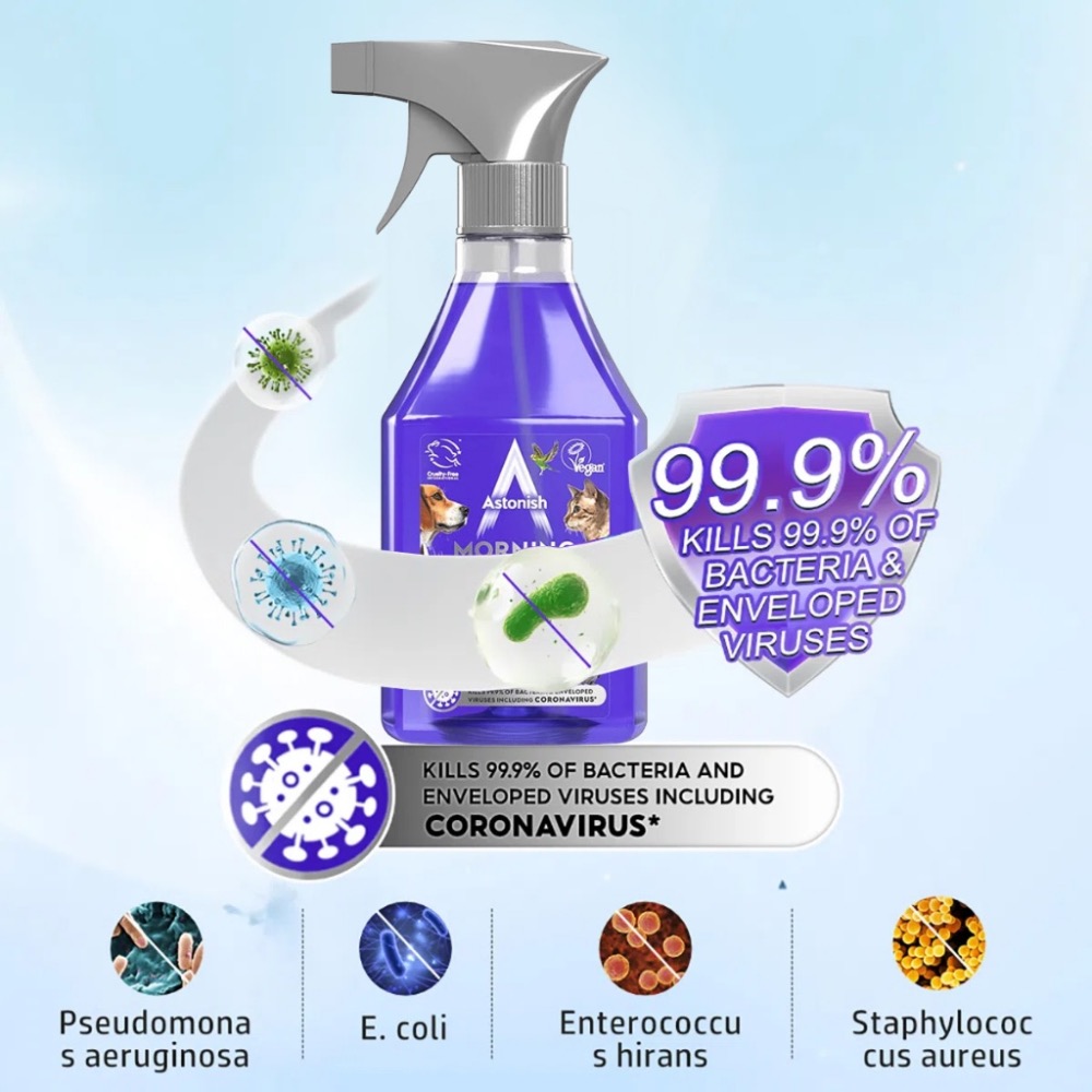 毛小孩養寵物適用~英國潔 Astonish 抗菌4效合1 天竺葵精油清潔劑 550ml-細節圖2