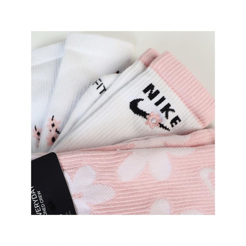 限時限量 台灣公司貨 Nike Everyday 粉白櫻花長筒襪三雙組  京京國際代購 @489jceqr-細節圖3