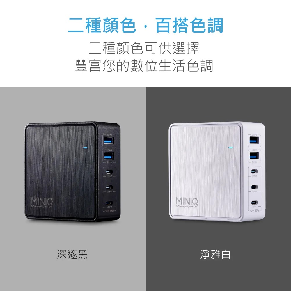 【MiniQ】95W氮化鎵快充電源供應器 (5孔 2A+3C) AC-DK200T-細節圖4