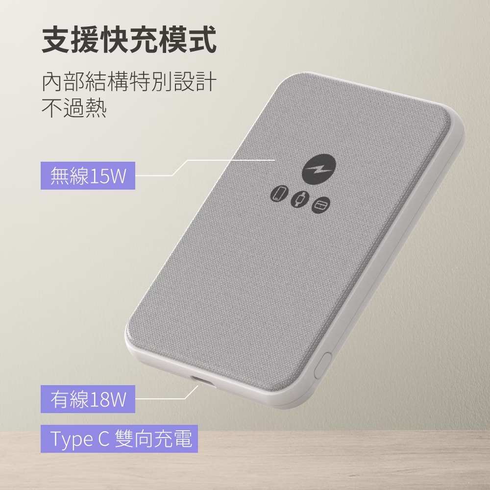 Polybatt 超薄款 磁吸 三用 快充行動電源 5000mAh-細節圖9