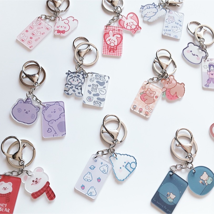 小熊掛飾 鑰匙圈 鑰匙扣 Airpods掛件 包包掛飾 書包吊飾 ins風 壓克力吊飾 可愛 卡通  配件-細節圖2