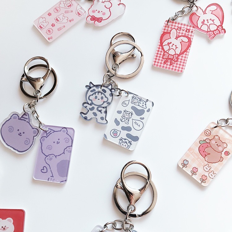 小熊掛飾 鑰匙圈 鑰匙扣 Airpods掛件 包包掛飾 書包吊飾 ins風 壓克力吊飾 可愛 卡通  配件-細節圖3