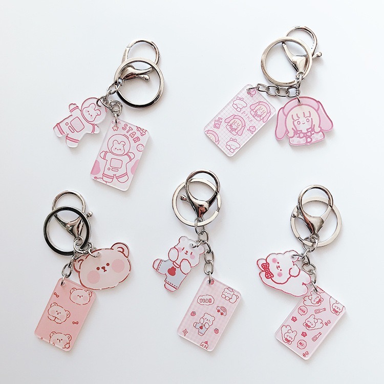 小熊掛飾 鑰匙圈 鑰匙扣 Airpods掛件 包包掛飾 書包吊飾 ins風 壓克力吊飾 可愛 卡通  配件-細節圖5