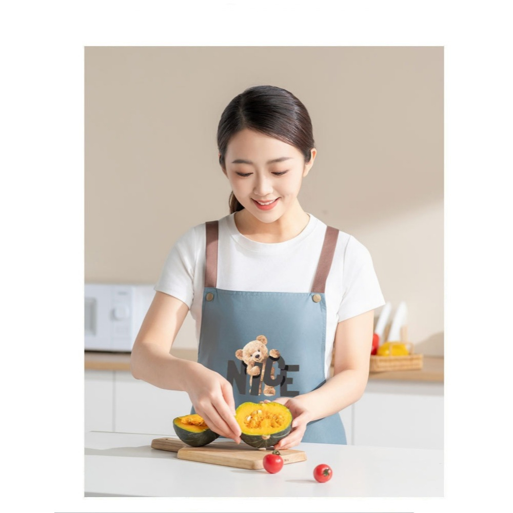 《現貨速出》居家防水圍裙 防水 防油 防刮 大口袋 時尚 廚房 工作服  工作圍裙 可擦手-細節圖7