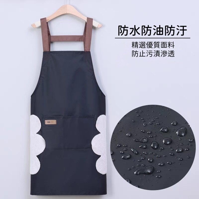 《現貨速出》居家防水圍裙 防水 防油 防刮 大口袋 時尚 廚房 工作服  工作圍裙 可擦手-細節圖9
