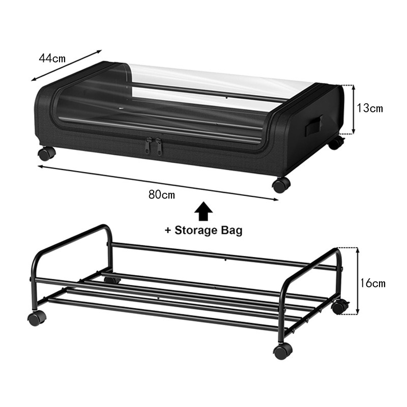 《現貨速出》多功能床下儲物盒 收納盒 帶輪 床底收納 服飾收納 大容量 可超取 整理箱 換季收納-規格圖9