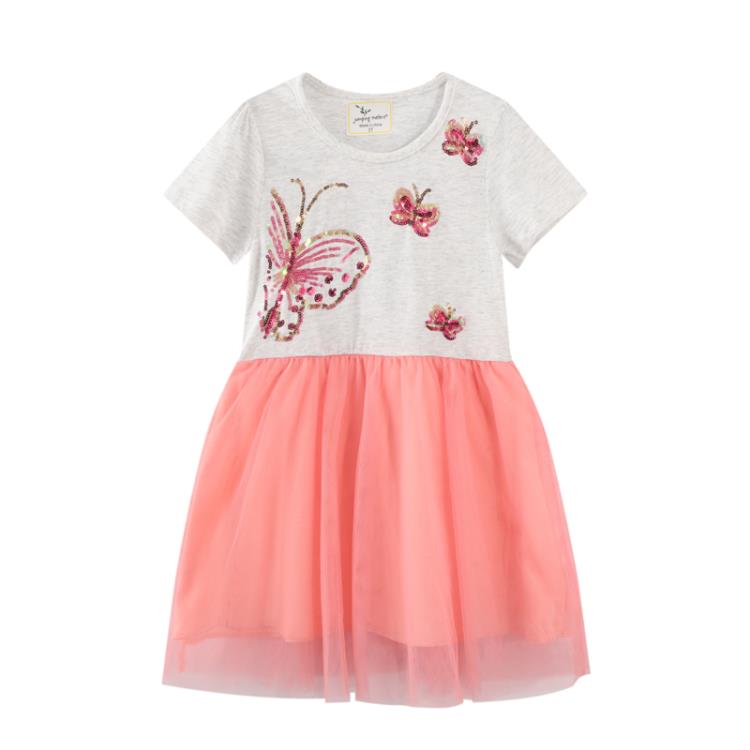 寶貝童裝外貿童裝1-6歲女童拼接連身裙夏季兒童短袖ｔ恤裙寶寶洋氣公主裙-細節圖5