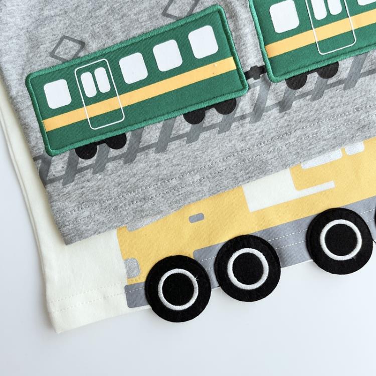 寶貝童裝90-140日系純棉男童工程車短袖短褲套裝T恤上衣休閒5分褲卡通外出-細節圖4