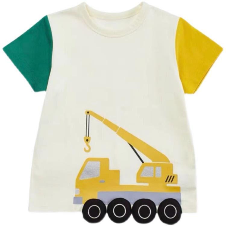 寶貝童裝90-140日系純棉男童工程車短袖短褲套裝T恤上衣休閒5分褲卡通外出-細節圖5