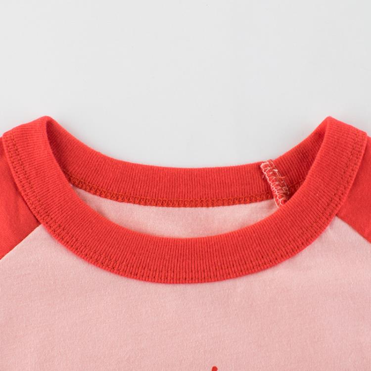 寶貝童裝2021新款童裝女童撞色短袖t恤兒童草莓t恤夏1-8歲寶寶純棉半袖潮-細節圖2