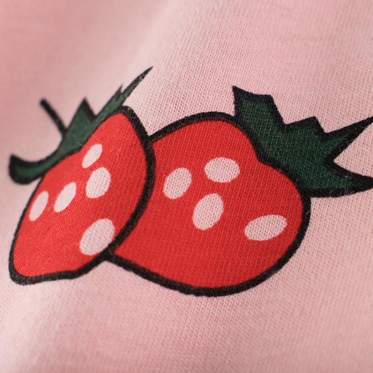寶貝童裝2021新款童裝女童撞色短袖t恤兒童草莓t恤夏1-8歲寶寶純棉半袖潮-細節圖3