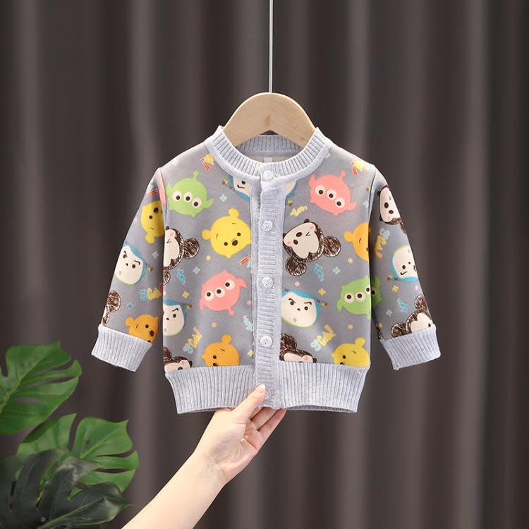寶貝童裝兒童外套嬰幼兒毛衣男童女童春秋冬加絨長袖夾克單上衣寶寶開衫-細節圖4