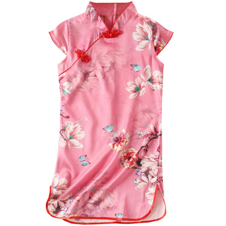 寶貝童裝女童真絲旗袍夏季小寶寶中國風唐裝桑蠶絲兒童中式漢服連身裙微瑕-細節圖5